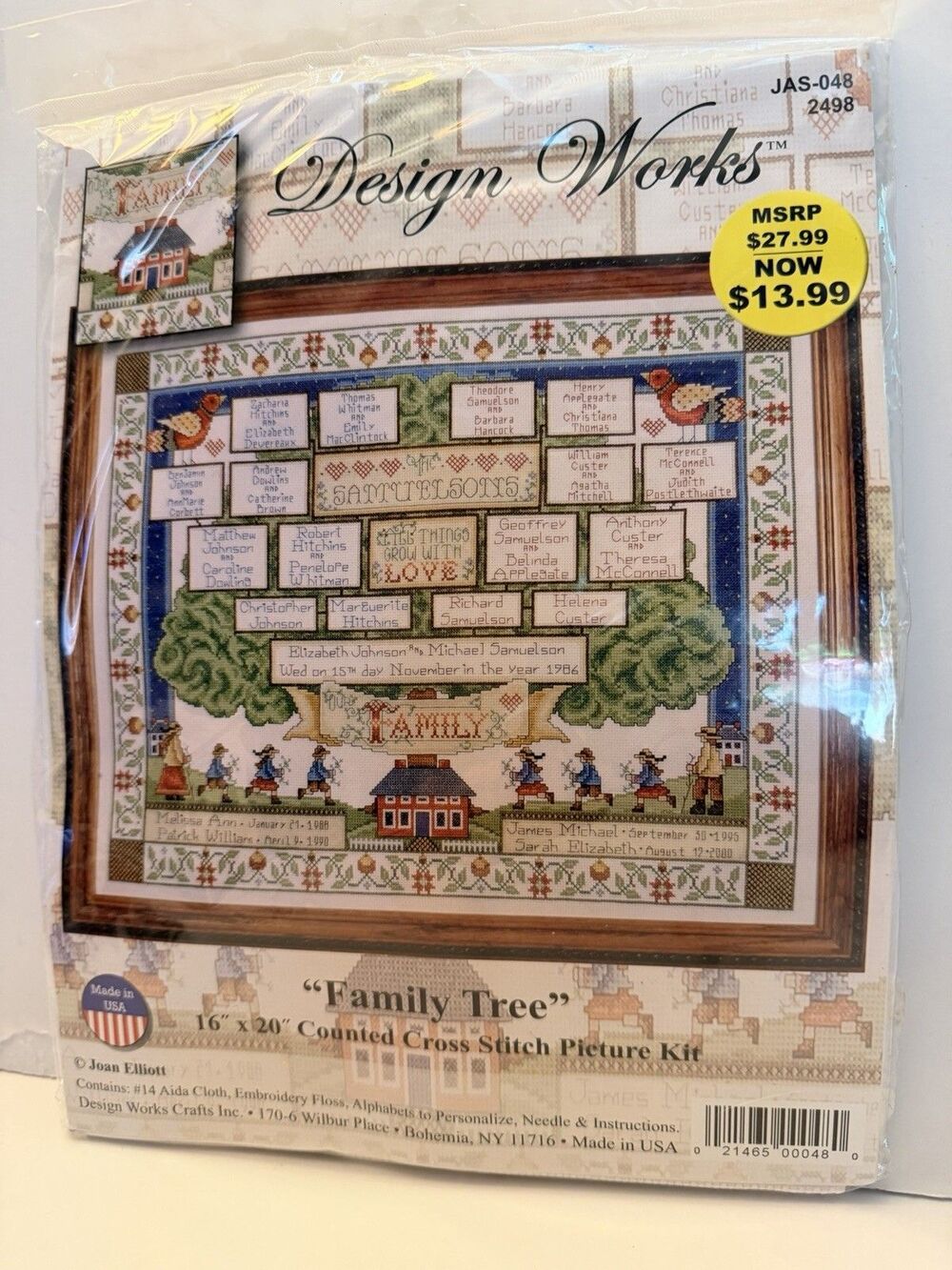 Design Works #2498 FAMILY TREE Counted Cross Stitch Kit 16"X20" Joan Elliott NEW